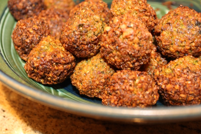 Falafels should brown slowly, so that they are crunchy on the outside and tender but perfectly cooked on the inside. 